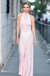 Halter Sheer Flared Dress